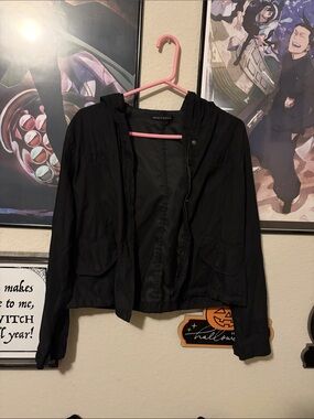 Brandy Melville Black Hooded Utility Jacket